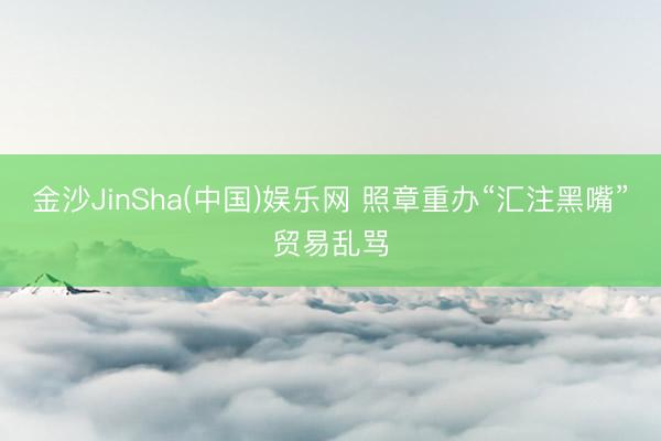 金沙JinSha(中国)娱乐网 照章重办“汇注黑嘴”贸易乱骂