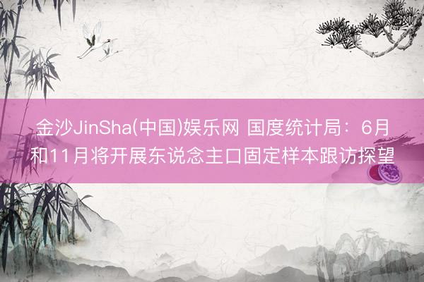 金沙JinSha(中国)娱乐网 国度统计局：6月和11月将开展东说念主口固定样本跟访探望