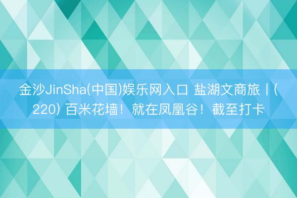 金沙JinSha(中国)娱乐网入口 盐湖文商旅丨(220) 百米花墙!就在凤凰谷!截至打卡
