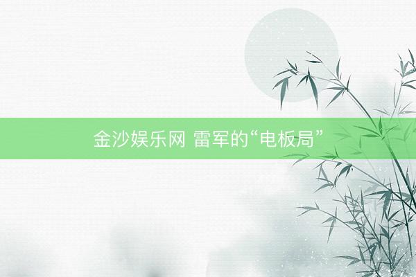 金沙娱乐网 雷军的“电板局”