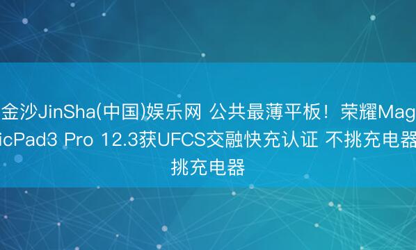金沙JinSha(中国)娱乐网 公共最薄平板！荣耀MagicPad3 Pro 12.3获UFCS交融快充认证 不挑充电器